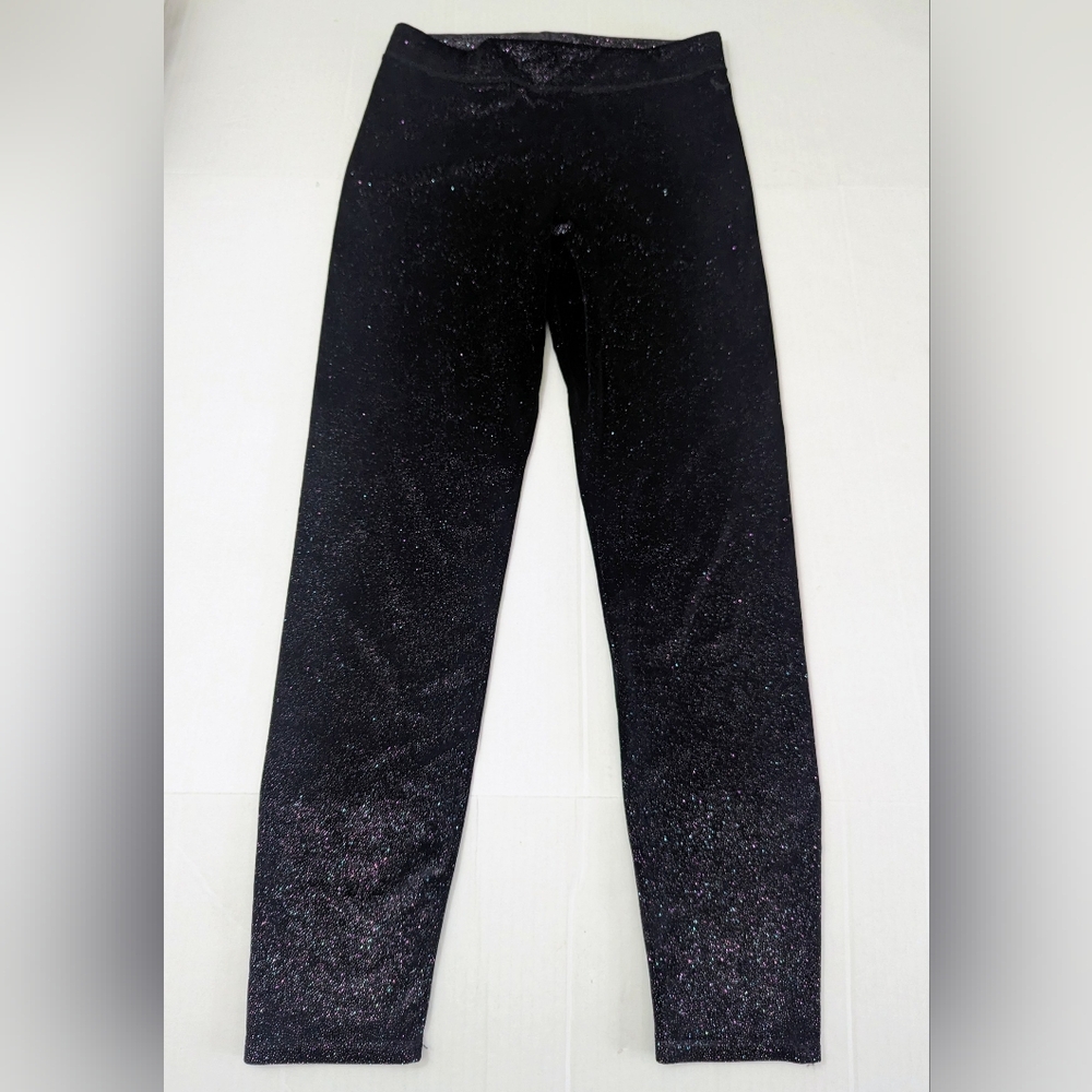 PINK Victoria's Secret Leggings Sparkle Velvet Black Multicolor Size L NWOT